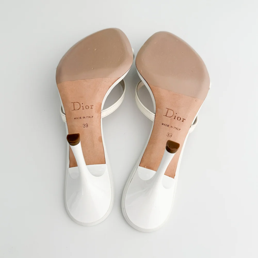 Christian Dior 2000's White Bow Sandal Heels (US 9 / IT 39